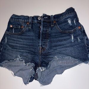 Levi's Distressed Dark Blue Jean Shorts